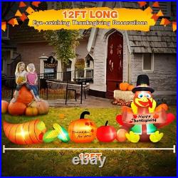 Eye-Catching 12FT Thanksgiving Turkey Blow Up Decoration Waterproof & Durable