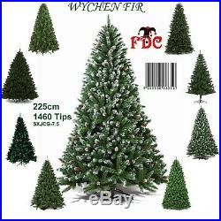 FDC Artificial Christmas Tree Green Pine with White Tips Wychen Fir 2.25m & 2.7m