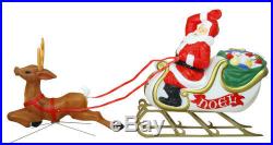 FREE SHIPPING Large Blow Mold Santa Sleigh w 9 Reindeer NIB Lighted Decoration