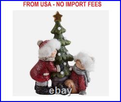 FREE SHIP Indoor/Outdoor Children with Lighted Christmas Tree Sculpture