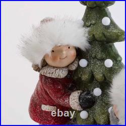 FREE SHIP Indoor/Outdoor Children with Lighted Christmas Tree Sculpture