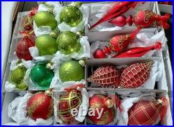 FRONTGATE 20-Piece Luxury Christmas Ornament Set Reds Greens Gold Embellished