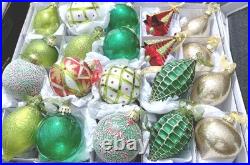 FRONTGATE 20-Piece Luxury Christmas Ornament Set Reds Greens Gold Frosted Beaded