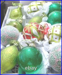FRONTGATE 20-Piece Luxury Christmas Ornament Set Reds Greens Gold Frosted Beaded