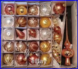 FRONTGATE 27Pc Handpaint Glass Gold/Bronze/Silver Christmas Ornament, Treetopper
