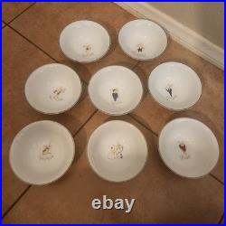 FULL SET OF 8 Pottery Barn Reindeer Soup Salad Cereal Dessert Bowls Christmas