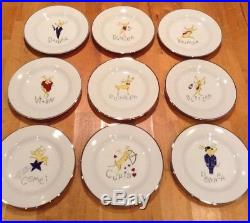 FULL Set of ALL 9 Pottery Barn REINDEER DINNER Plates with RUDOLPH