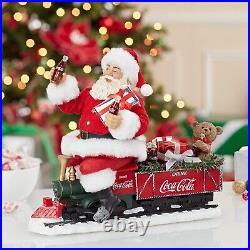 Fabriche Coca Cola Santa on Train LED Garland Figurine CC5171 13.25 Inch New
