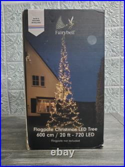 Fairybell Flagpole Christmas Tree Lights 20' Warm White 720 LED