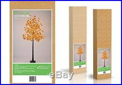 Fake Fall Tree Artificial Maple Orange with LED Lights Indoor Lighted False NEW