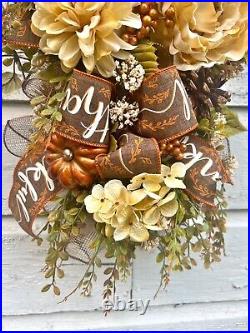 Fall Wreath for Front Door, Elegant Fall Wreath, Elegant Fall Door Swag, Floral