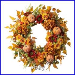 Fall Wreaths for Front Door, 45/50cm Autumn Wreath with Hangers Pumpkin Maple