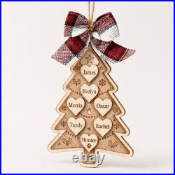 Family Tree Wooden Ornament Personalized Christmas Decor Gift