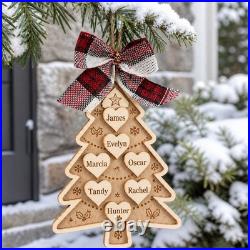 Family Tree Wooden Ornament Personalized Christmas Decor Gift Family Tree Wooden Ornament Personalized Christmas Decor Gift