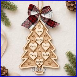 Family Tree Wooden Ornament Personalized Christmas Decor Gift Family Tree Wooden Ornament Personalized Christmas Decor Gift
