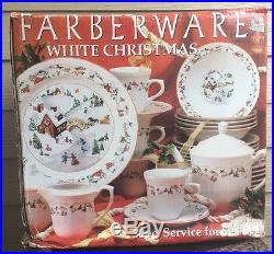 Farberware White Christmas 50 Pc Service For 8 Model 391 Dinner Holiday New