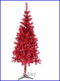 Fawyn 6′ Ft Sparking Gorgeous Folding Artificial Tinsel Christmas Tree Red Color