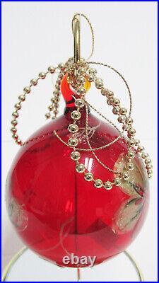 Fenton 1804GI 3-1/4 Ruby Glass Ornament with Stand Hand Painted NOS