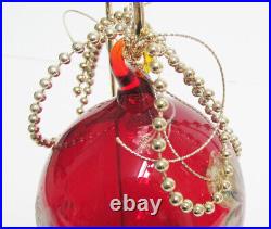 Fenton 1804GI 3-1/4 Ruby Glass Ornament with Stand Hand Painted NOS