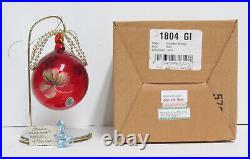 Fenton 1804GI 3-1/4 Ruby Glass Ornament with Stand Hand Painted NOS