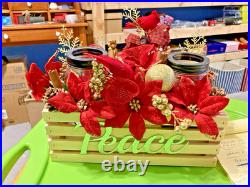 Festive Handmade Wooden Crate PEACE Decorative Christmas Centerpiece