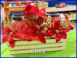 Festive Handmade Wooden Crate PEACE Decorative Christmas Centerpiece