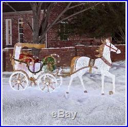 Festive Horse Carriage LED Pre-lit Outdoor Yard Holiday Christmas Decoration