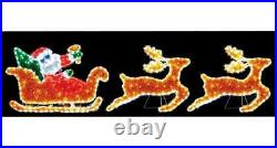 Festive Xmas Lights In & Outdoor Tinsel Santa Sleigh & Reindeer LED Rope Light