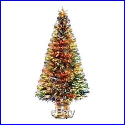 Fiber Optic Firework Evergreen Christmas Tree, Multicolor, 5 ft