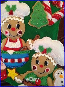 Finished Design Works Felt Christmas Stocking Gingerbread Bakers Bucilla