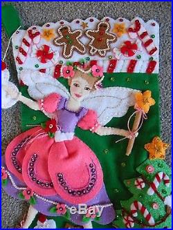 Finished New Bucilla Felt Christmas 18 3D Stocking Sugar Plum Fairy Ballerina