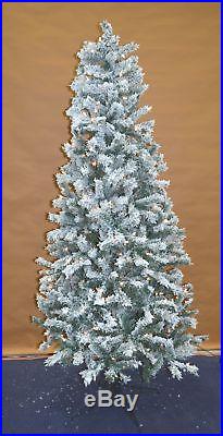 Finley Home 7.5' Classic Flocked Slim Pre-lit Christmas Tree
