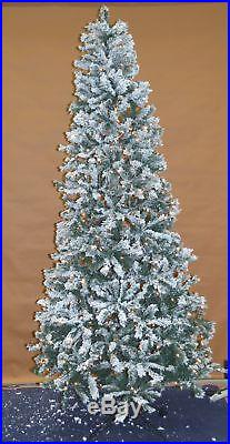 Finley Home 9′ Classic Flocked Pre-Lit Slim Artificial Christmas Tree