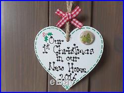 First 1st Christmas In Our New Home Wooden Heart Tree Decoration Gift Plaque