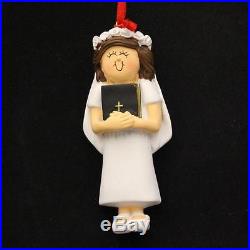 First Communion with Bible, Female, Brown