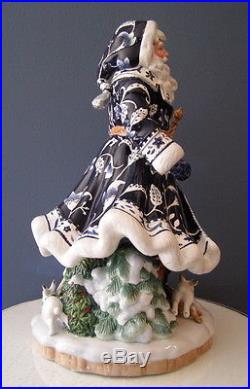 Fitz & Floyd BRISTOL HOLIDAY SANTA Figurine Christmas Blue White LARGE 18