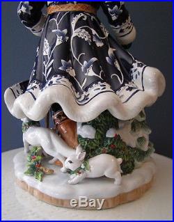 Fitz & Floyd BRISTOL HOLIDAY SANTA Figurine Christmas Blue White LARGE 18