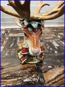 Fitz & Floyd Christmas Deer with Glass Bowl Centerpiece