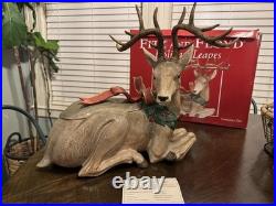 Fitz & Floyd Holiday Leaves Large Deer Centerpiece jar Handcrafted FF Classics