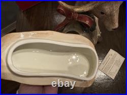 Fitz & Floyd Holiday Leaves Large Deer Centerpiece jar Handcrafted FF Classics