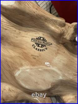 Fitz & Floyd Holiday Leaves Large Deer Centerpiece jar Handcrafted FF Classics