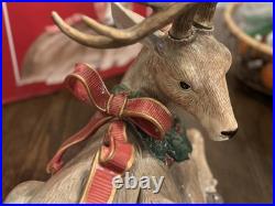 Fitz & Floyd Holiday Leaves Large Deer Centerpiece jar Handcrafted FF Classics