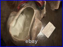 Fitz & Floyd Holiday Leaves Large Deer Centerpiece jar Handcrafted FF Classics