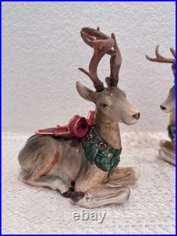 Fitz & Floyd Holiday Leaves Reindeer Candleholders Pair Christmas Deer Decor Fitz & Floyd Holiday Leaves Reindeer Candleholders Pair Christmas Deer Decor