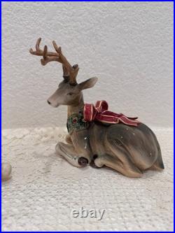 Fitz & Floyd Holiday Leaves Reindeer Candleholders Pair Christmas Deer Decor Fitz & Floyd Holiday Leaves Reindeer Candleholders Pair Christmas Deer Decor