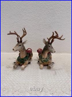 Fitz & Floyd Holiday Leaves Reindeer Candleholders Pair Christmas Deer Decor Fitz & Floyd Holiday Leaves Reindeer Candleholders Pair Christmas Deer Decor