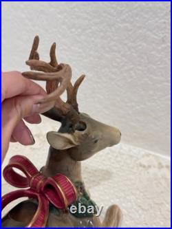Fitz & Floyd Holiday Leaves Reindeer Candleholders Pair Christmas Deer Decor Fitz & Floyd Holiday Leaves Reindeer Candleholders Pair Christmas Deer Decor