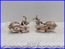 Fitz & Floyd Holiday Leaves Reindeer Candleholders Pair Christmas Deer Decor Fitz & Floyd Holiday Leaves Reindeer Candleholders Pair Christmas Deer Decor