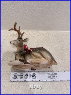 Fitz & Floyd Holiday Leaves Reindeer Candleholders Pair Christmas Deer Decor Fitz & Floyd Holiday Leaves Reindeer Candleholders Pair Christmas Deer Decor