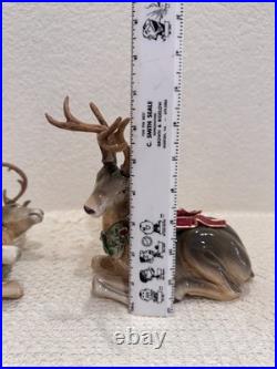 Fitz & Floyd Holiday Leaves Reindeer Candleholders Pair Christmas Deer Decor Fitz & Floyd Holiday Leaves Reindeer Candleholders Pair Christmas Deer Decor